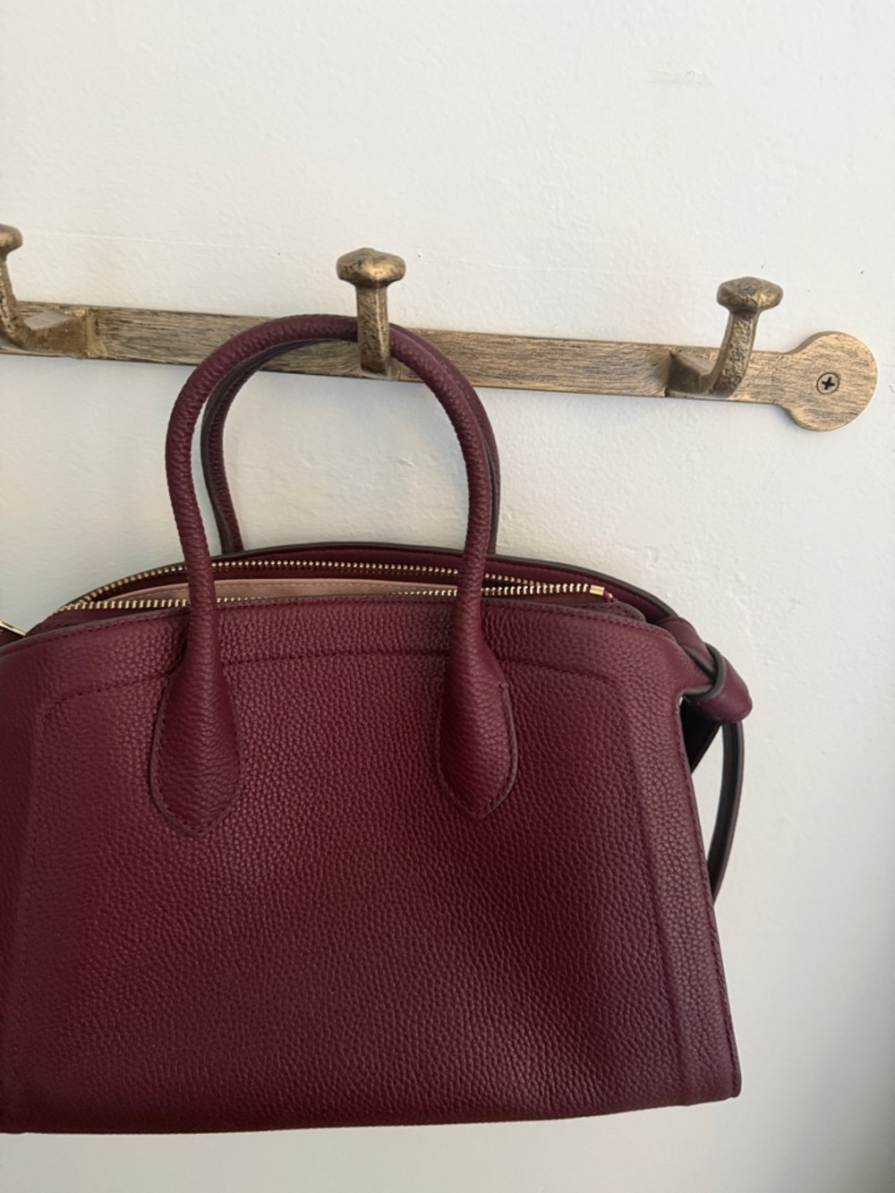 kate spade Burgundy Pebbled Leather Satchel with Crossbody Strap - Picture 2 of 10
